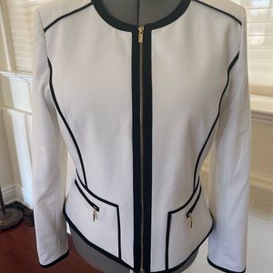 Calvin Klein jacket. White with black piping, size 12